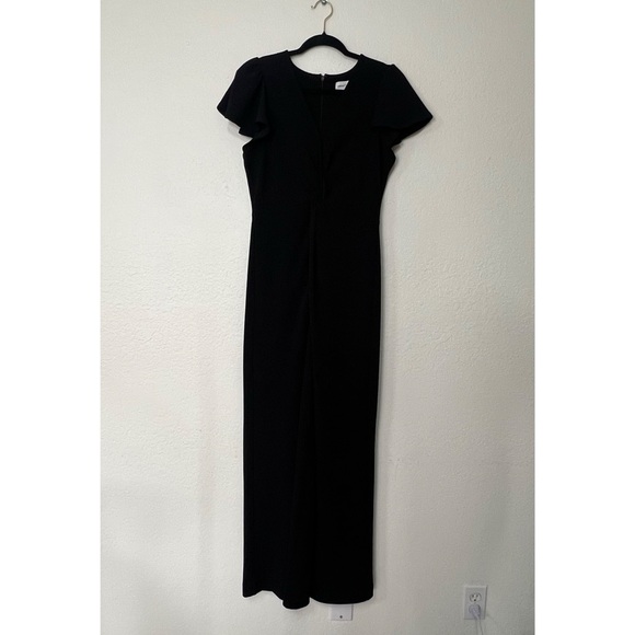 Gibson Latimer Black Pant V-Neck Jumpsuit Ruffle Cap Sleeve, Women’s Size Medium - Picture 1 of 11